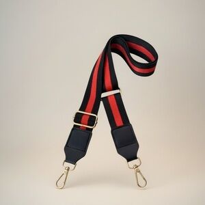 ✨ Black & Red Stripe Adjustable Bag Strap Gold Hardware Crossbody Replacement
